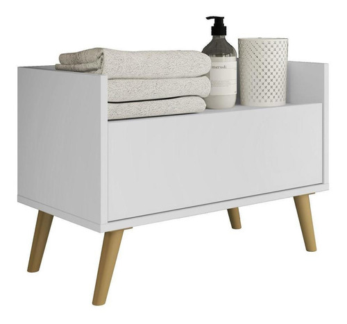 Gabinete Balcão Banheiro 80 Cm Retrô Multimóveis Bco/natural Cor da pia n/a Cor do móvel Branco/Natural