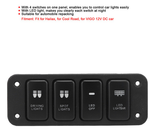 Botón De Control De Luz Azul Led Con Panel De 4 Bandas Para