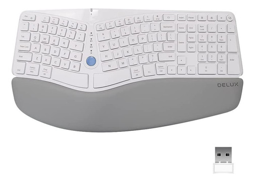 Delux Teclado Ergonômico Bluetooth Sem Fio, 107 Teclas