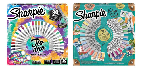 2 Ruletas Sharpie Tye Die + Vintage X 60 Marcadores 