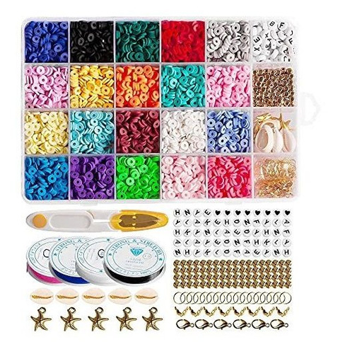Cuentas Arcilla Planas Abecedario Para Joyas 4800pc 20 Color
