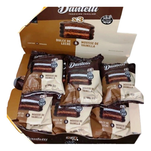 Alfajor Triple Dulce D Leche Y Mousse S/tacc Dantelli X12 Fw