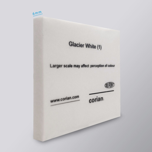 Placa Corian®  De 6mm Glacier White  0.76 X 2.44mts Blanco