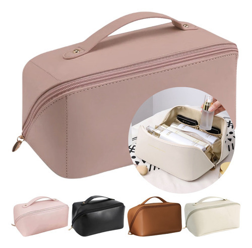 Necessaire Bolsa Feminina Maquiagem Skyncare Viagem Espaçosa Cor Rosa