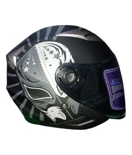 Casco Jaguar Warrior Negro Con Gris Mate