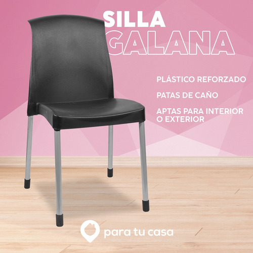 Silla Plástica Reforzada Patas De Caño Color Galana Quality