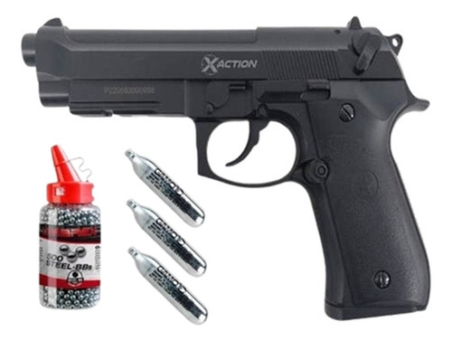 Pistola Co2 Xaction Black M92 4,5mm + Balines + Co2