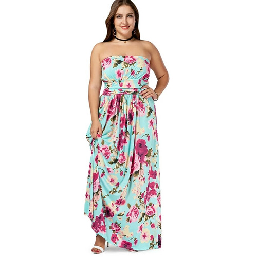 Vestido Verano Talla Plus Elasticado Con Flores+envío Gratis