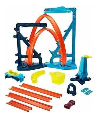 Pista Lanzamiento Loop Infinito Hot Wheels Track Builder Color Azul