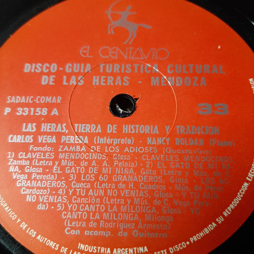Sin Tapa Disco Carlos Vega Pereda Las Heras Tierra Histor F0 (Usado)