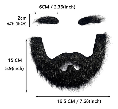 Conjunto De Barba Y Cejas Postizas, Disfraz De Bigote Negro