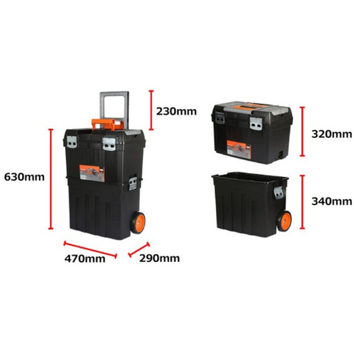 Caja de herramientas Bahco 4750PTBW47 de plástico con ruedas 290mm x 470mm x 630mm negra