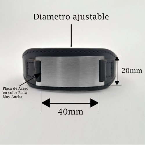 Imagen 6 de 10 de Pulsera Acero Y Piel Personalizada Grabado Láser 1172