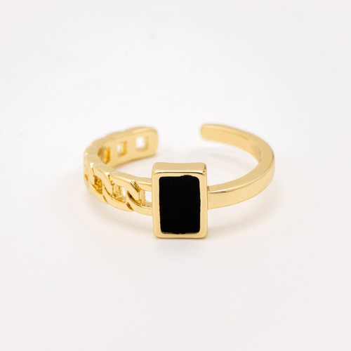 Anillo Rectangular Esmaltado Ajustable Chapa