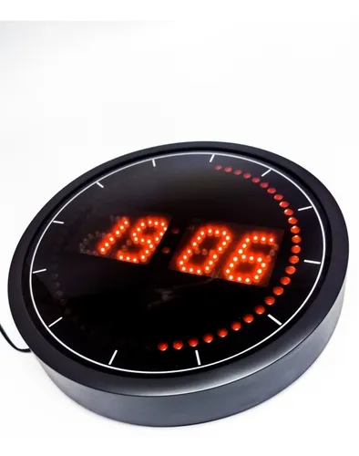 Reloj Pared Digital Gadiz Redondo Gigante Elegante Segundero
