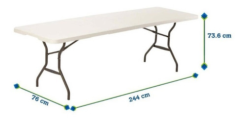 Mesa Plegable Grande Blanca Lifetime Portafolio 2.44m