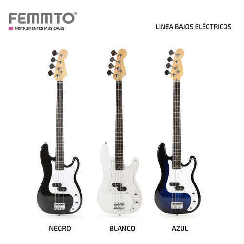 Imagen 5 de 7 de Bajo Electrico Acustico Femmto Precision Cuerda Bajos Color Azul Orientación de la mano Diestro