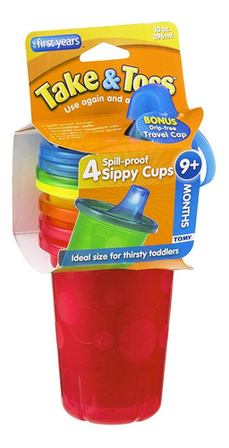 Set De 4 Vasos Antiderrames 10 Oz /296ml