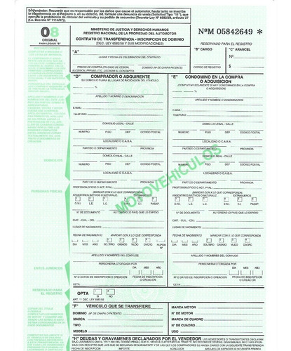 Formulario 08 Para Transferencia De Moto