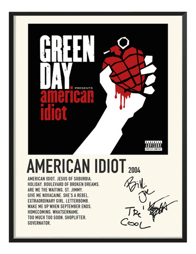 Poster Green Day Album Music Tracklist American Idiot 45x30