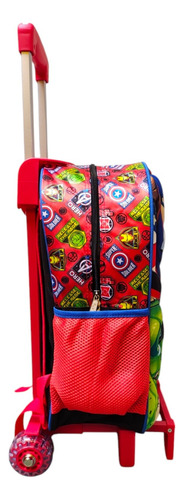 Mochila Con Carro Primaria Marvel Avengers Hulk Thor 3d Ruz Rojo Impresion 3d
