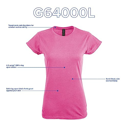 Camiseta De Algodón Suave Mujer, Estilo G64000l, Paque...