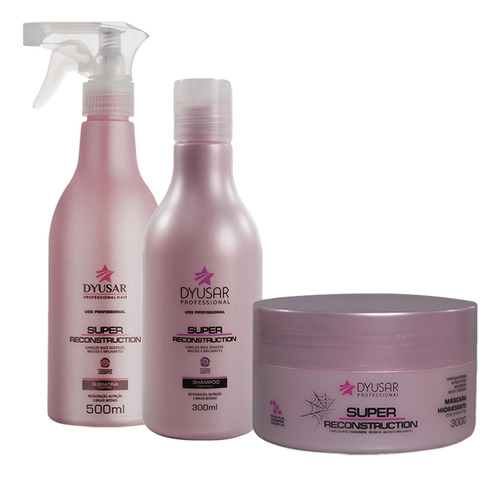 Kit Salão Reconstrução Shampoo + Mascara + Queratina Liquida