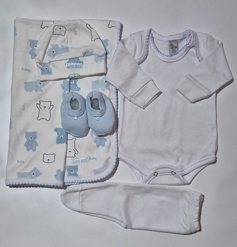 Luc-sol Ajuar Body Bebé Nacimiento Algodón Pima Regalo Gris,celeste,natural Y Rosa 0-1 M Animalitos