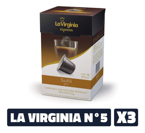 Café La Virginia Sutil N°5 Cápsulas Para Nespresso X3 Cajas