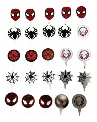 Pack 25 Adornos Sobre Cupcakes Spider Man Diseño Calidad