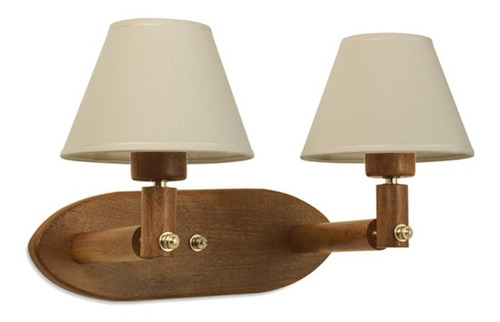 Aplique De Madera 2 Luces Con Pantalla Nogal O Algarrobo