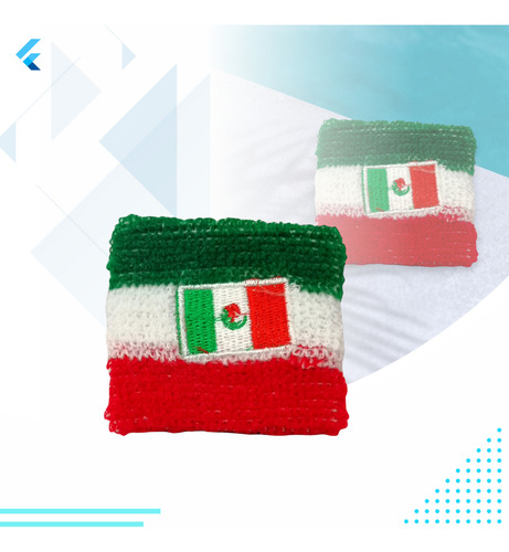 Muñequera Wristband Deportiva Mexico 7cms Spandex 2 Piezas