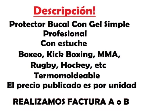 Protector Bucal Simple Termomoldeable Hockey Boxeo Rugby Mma