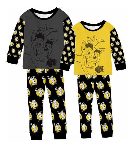 Kit Pijamas Inverno Pai E Filho Desenho Crash Bandicoot