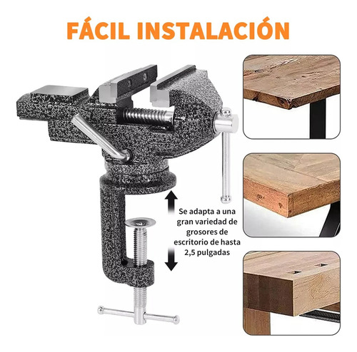 Tornillo De Banco Universal Con Cabeza Giratoria De 80mm