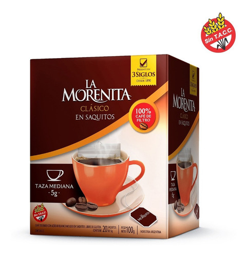 La Morenita Cafe En Saquitos 5 Gr Caja X 20 Unidades