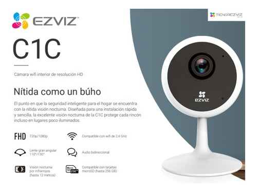 Imagen 2 de 10 de Camara Ezviz C1c Hd App Wifi Vis Nocturna App 720p