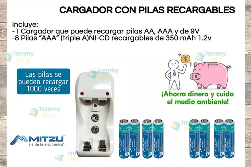 Mitzu® Paquete de 4 pilas recargables AAA Níquel-Cadmio 350 mAh