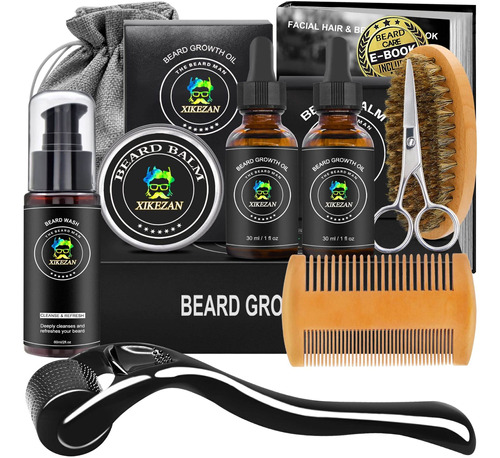 Xikezan Kit De Crecimiento De Barba, Con Rodillo De Barba, A