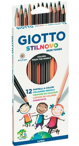 Lápiz De Madera Skin Tones Stilnovo 12 Colores Giotto