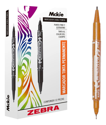 Caja Con 10 Marcadores Permanentes Zebra Mckie Doble Punta