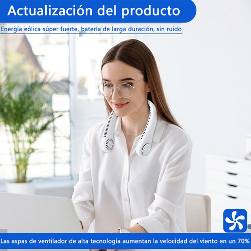 Ventilador De Cuello Portátil Recargable Con 3 Velocidades Rosa