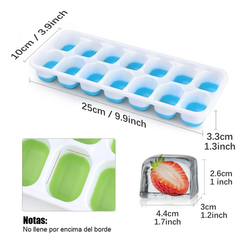 4 Pzs Bandejas Para Cubitos De Hielo,14 Cavidades Ice Cube