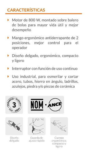Esmeriladora Angular Industrial Uso Rudo 4 1/2'' 800w Truper