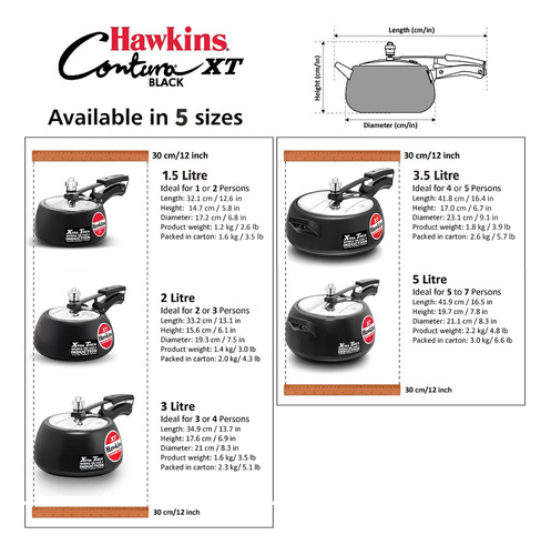 Olla A Presión Hawkins Cxt50 Contura, Anodizada Dura, 5 Litr