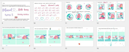 Kit Imprimible Sirenita Candy Cajitas Invitacion Editable