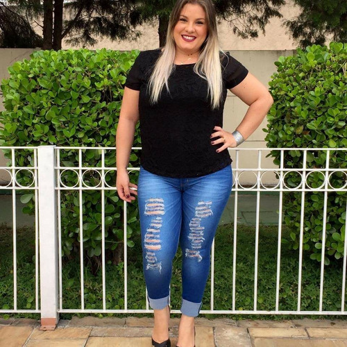 calça jeans feminina rasgadinha plus size