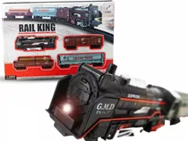 Comprar Tren A Pila Juguete Luz Vías Locomotora 3 Vagones Rail King