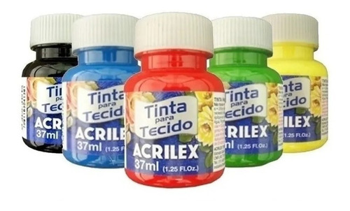 Kit Com 12 Tintas Para Tecido Acrilex 37ml Cada Várias Cores