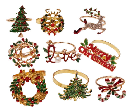 Juego De 9 Servilleteros Navideños, Juego De 9 Anillos Porta